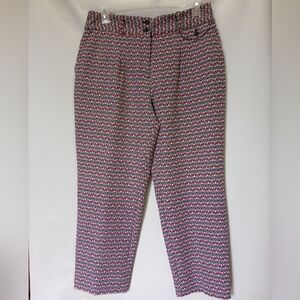 Liz Claiborne Womens Geometric Printed Pants Size 12 Color Pink/Black/White